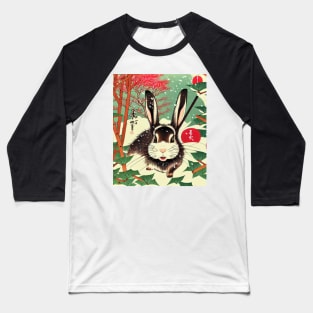 Winter Black and White Jersey Wooly Rabbit Bunny with Cute Eyes Baseball T-Shirt